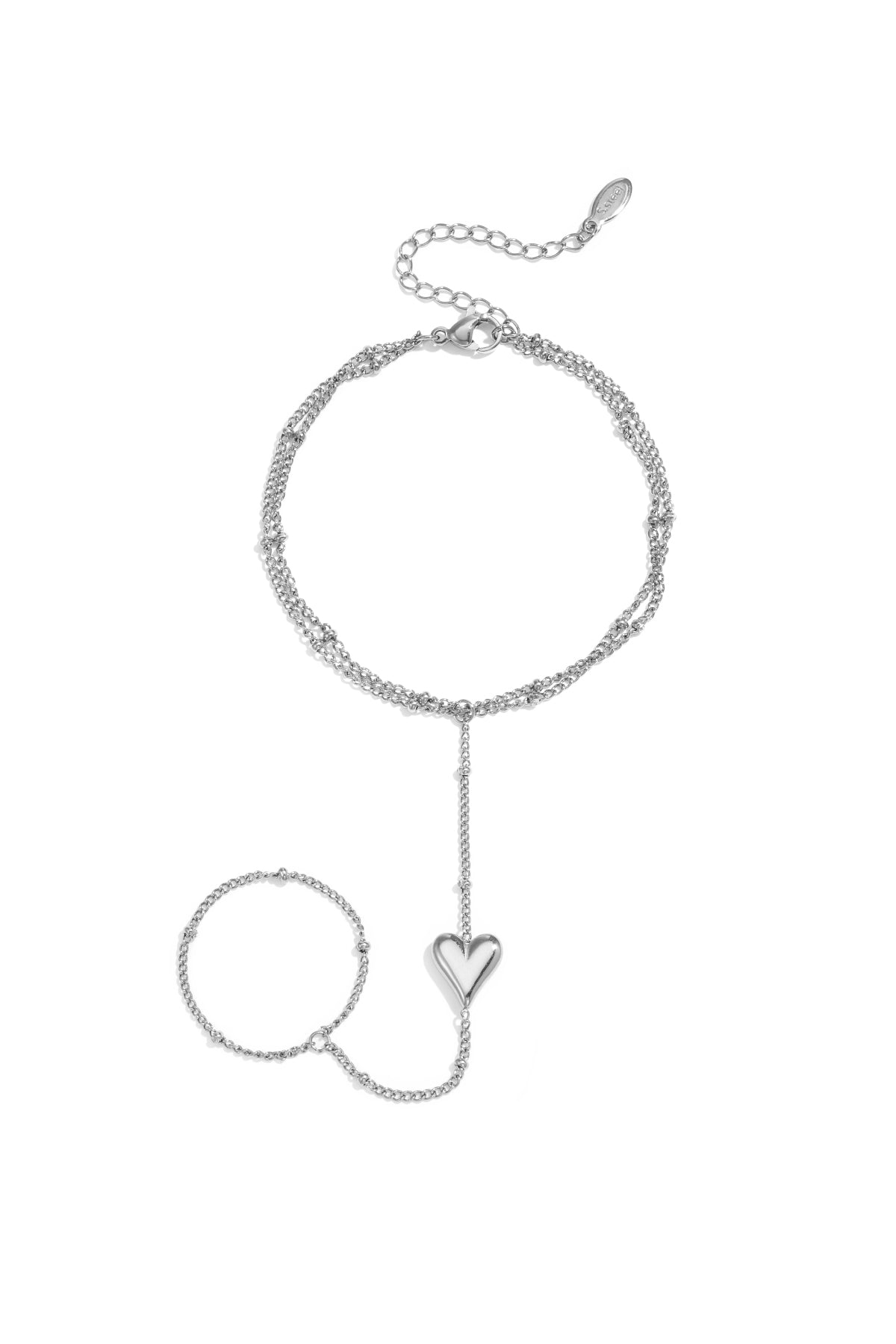 Handkette aus 14-karätig vergoldetem Edelstahl mit Herzmotiv, schlichte Alltags-Serie, Damenschmuck