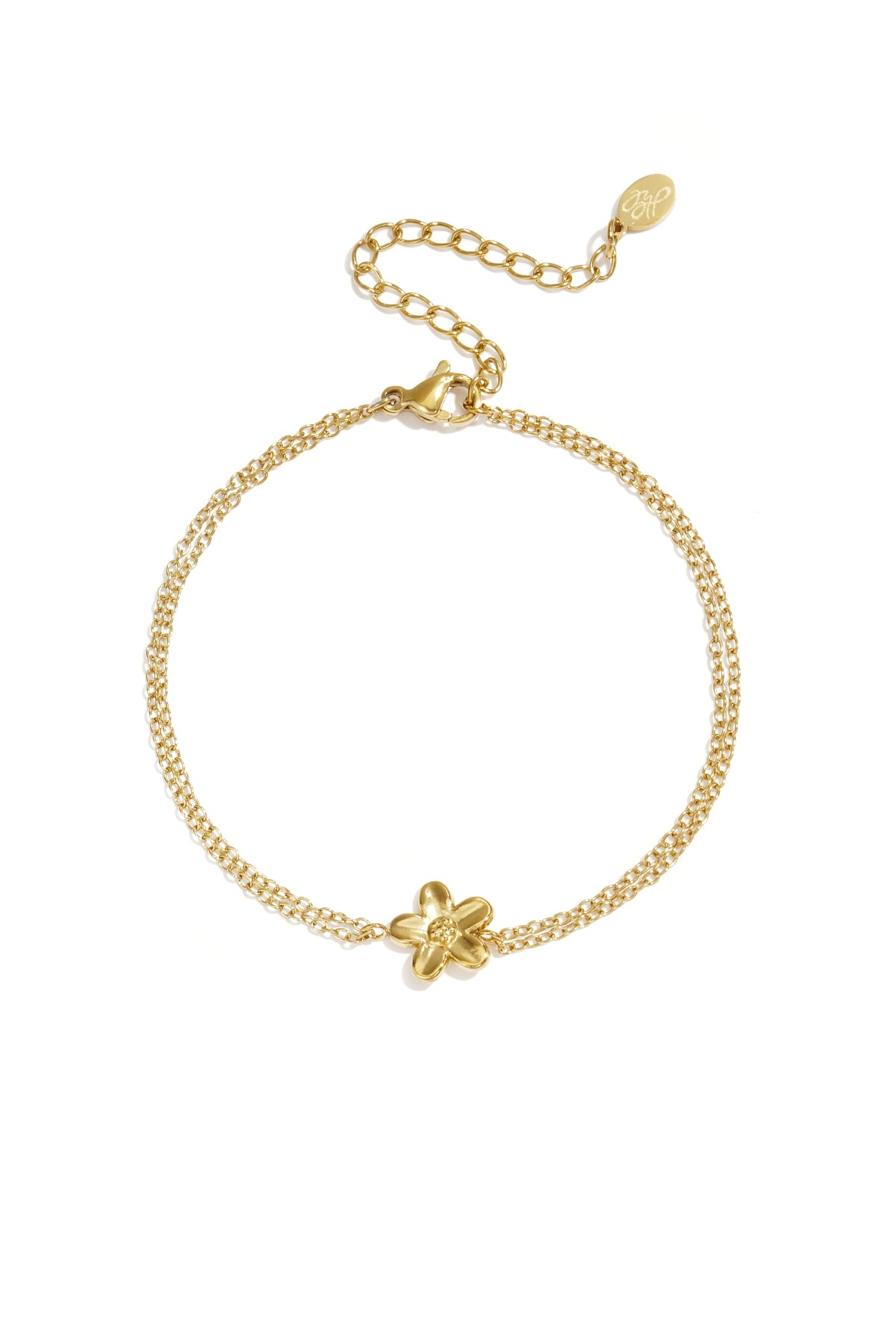 armband mit doppelter kette und kleiner blume