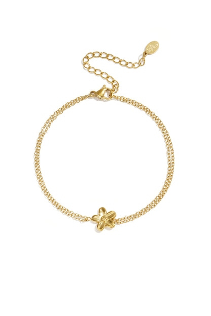 Armband mit doppelter Kette und kleiner Blume