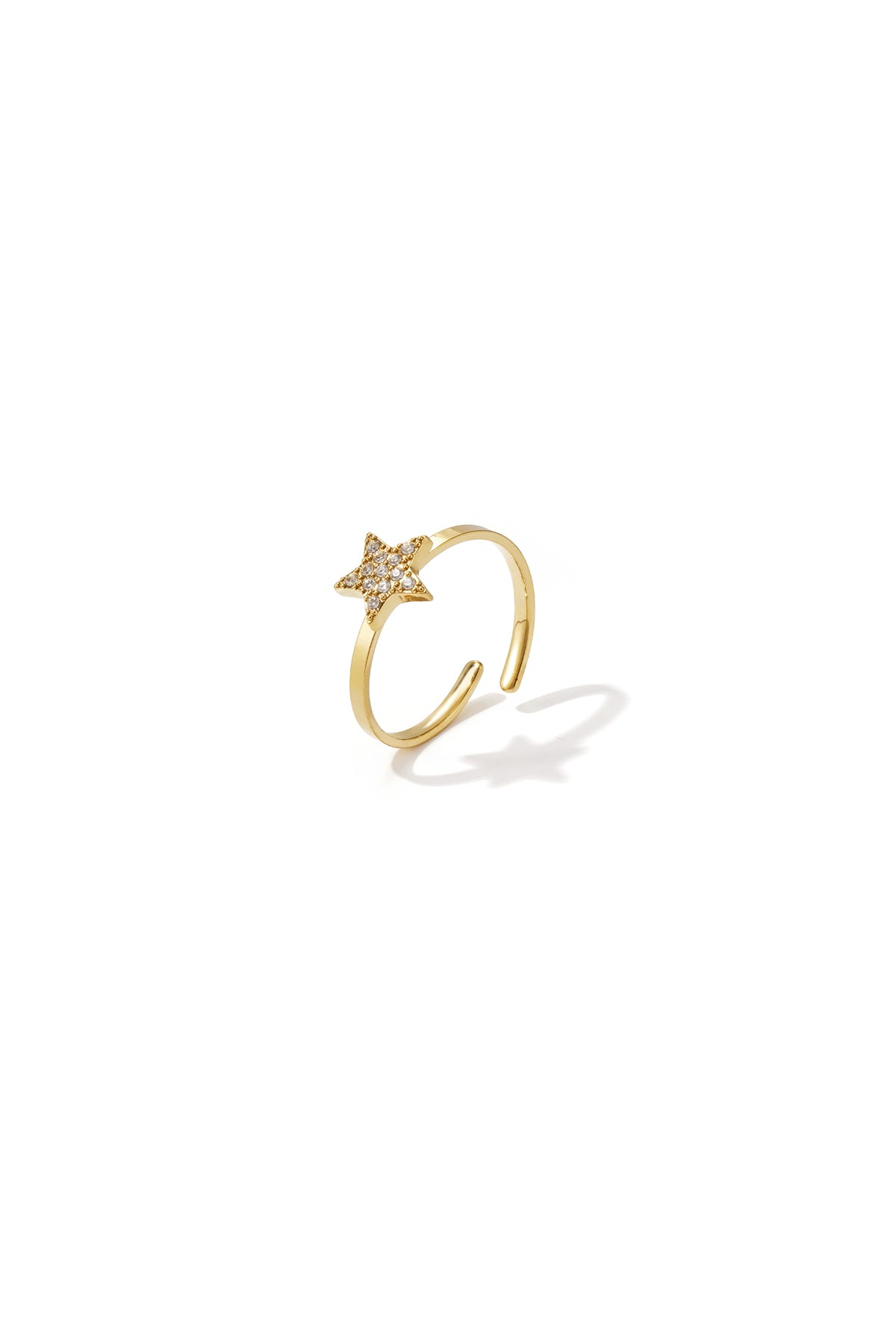 minimalistischer verstellbarer ring mit strassstern
