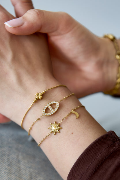 Edelstahl-Charm-Armbänder der Sun Casual Daily Simple Serie – Damenschmuck