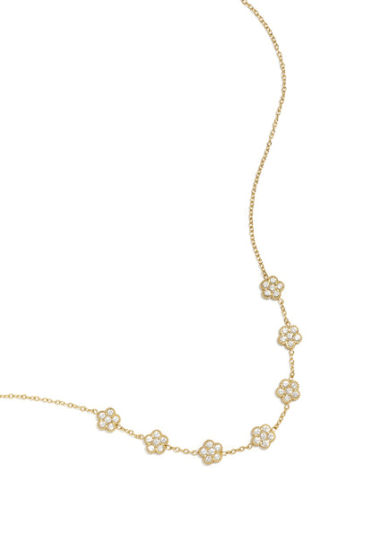 Elegante Halskette mit Zirkonia-besetzten Blüten