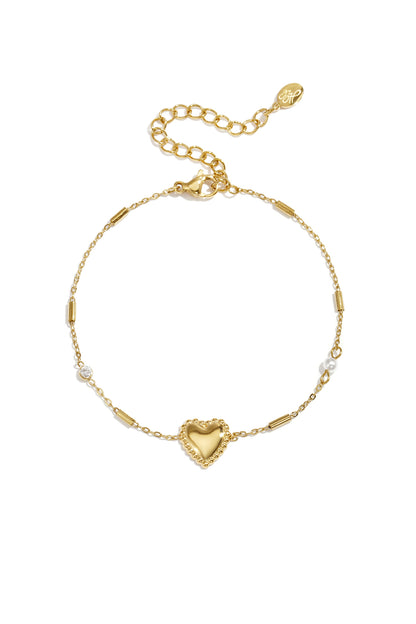 Armband mit Perle, Stein und auffälligem Herz