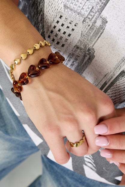 Elastisches Herzperlenarmband
