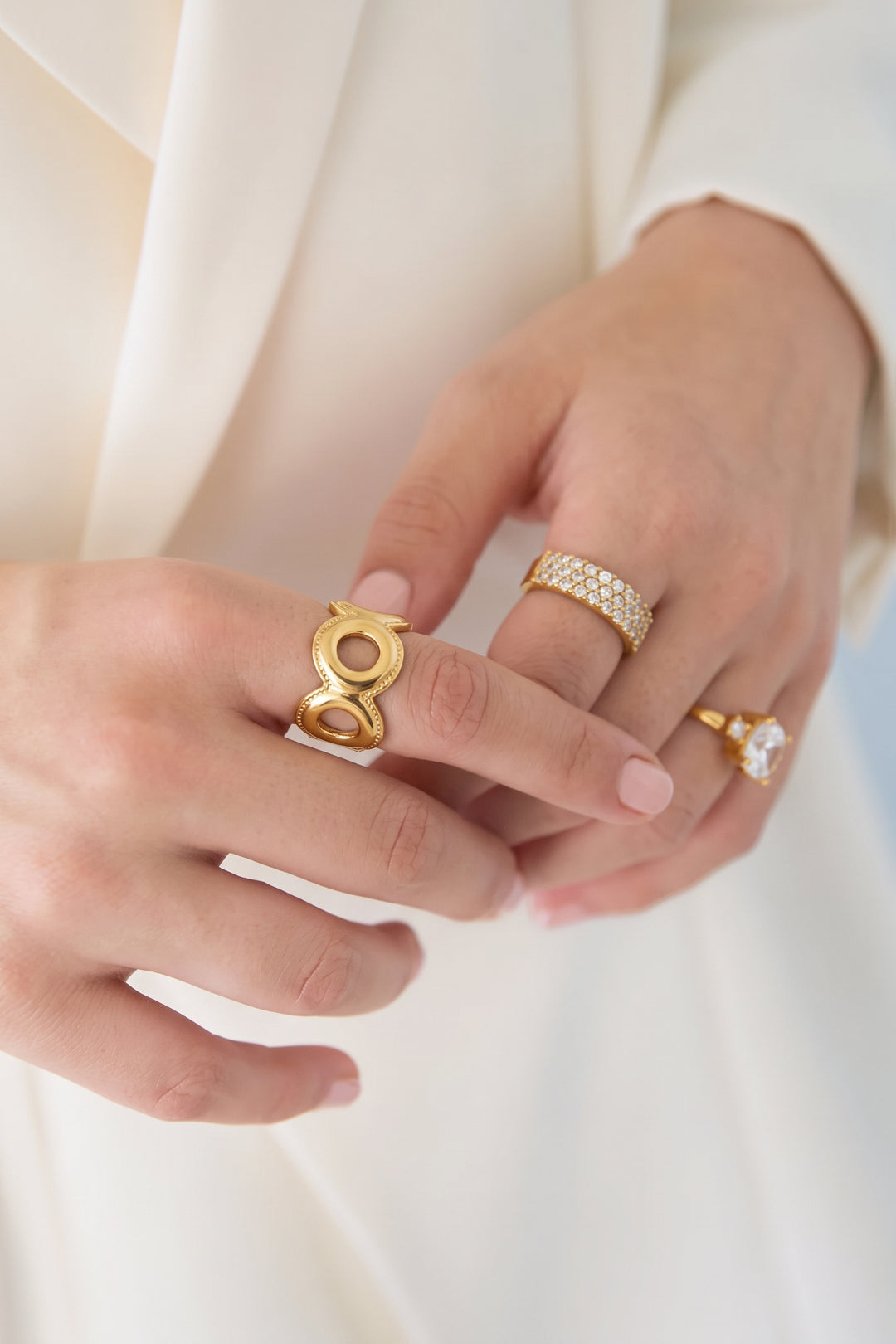 verstellbarer statement-ring aus kreisen