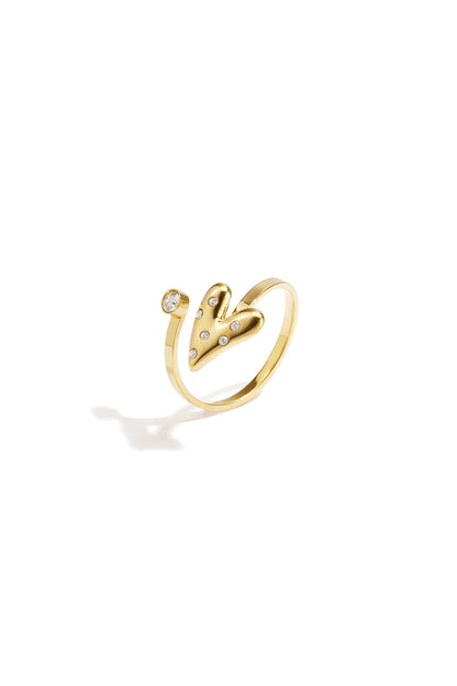 Minimalistische Ringe aus 14-karätig vergoldetem Edelstahl, Herz-Design, lässig-schlichte Serie, Damenschmuck