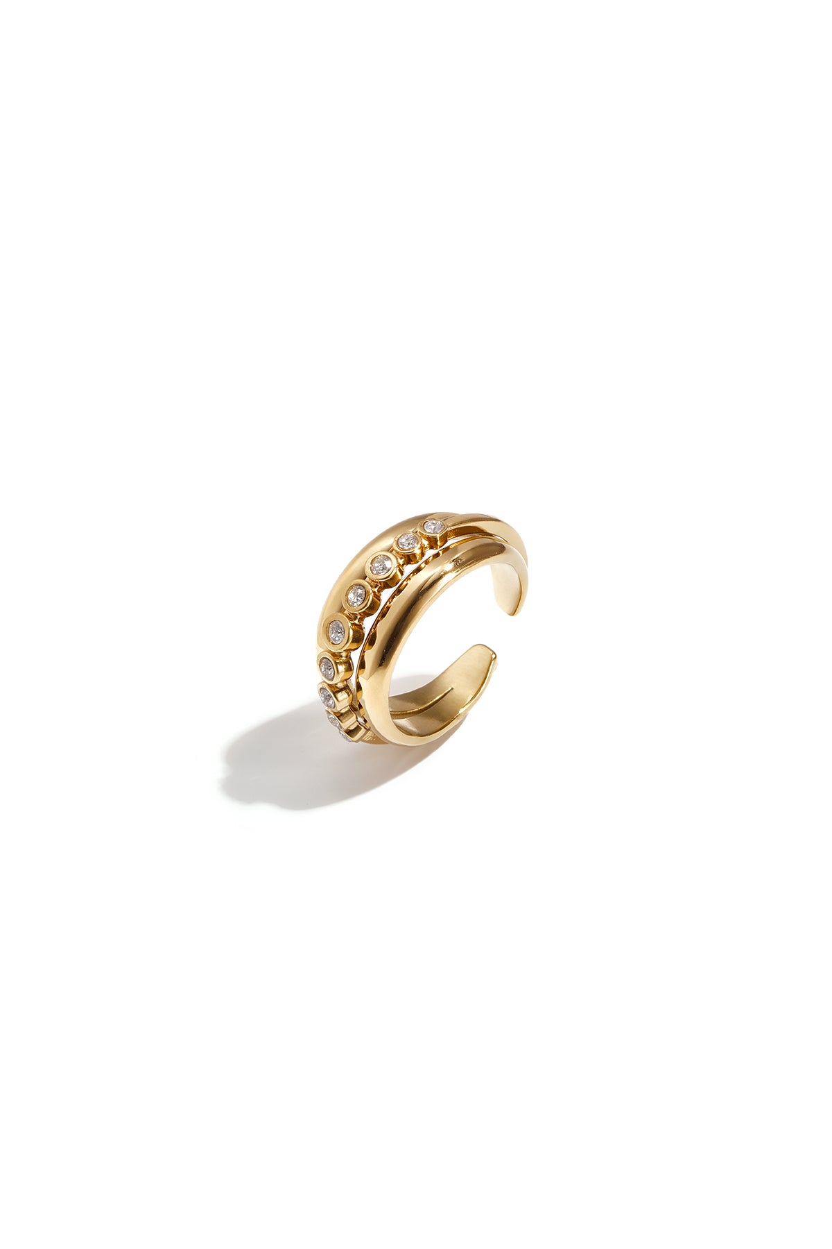 Dreifacher Ring mit Zirkonia-Steinen