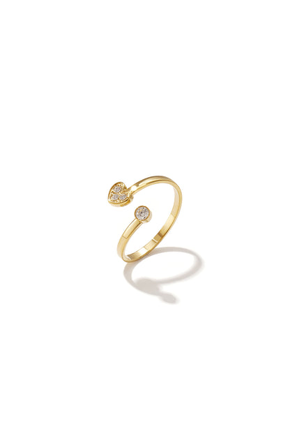 Minimalistischer verstellbarer Ring mit Steinen und Herz