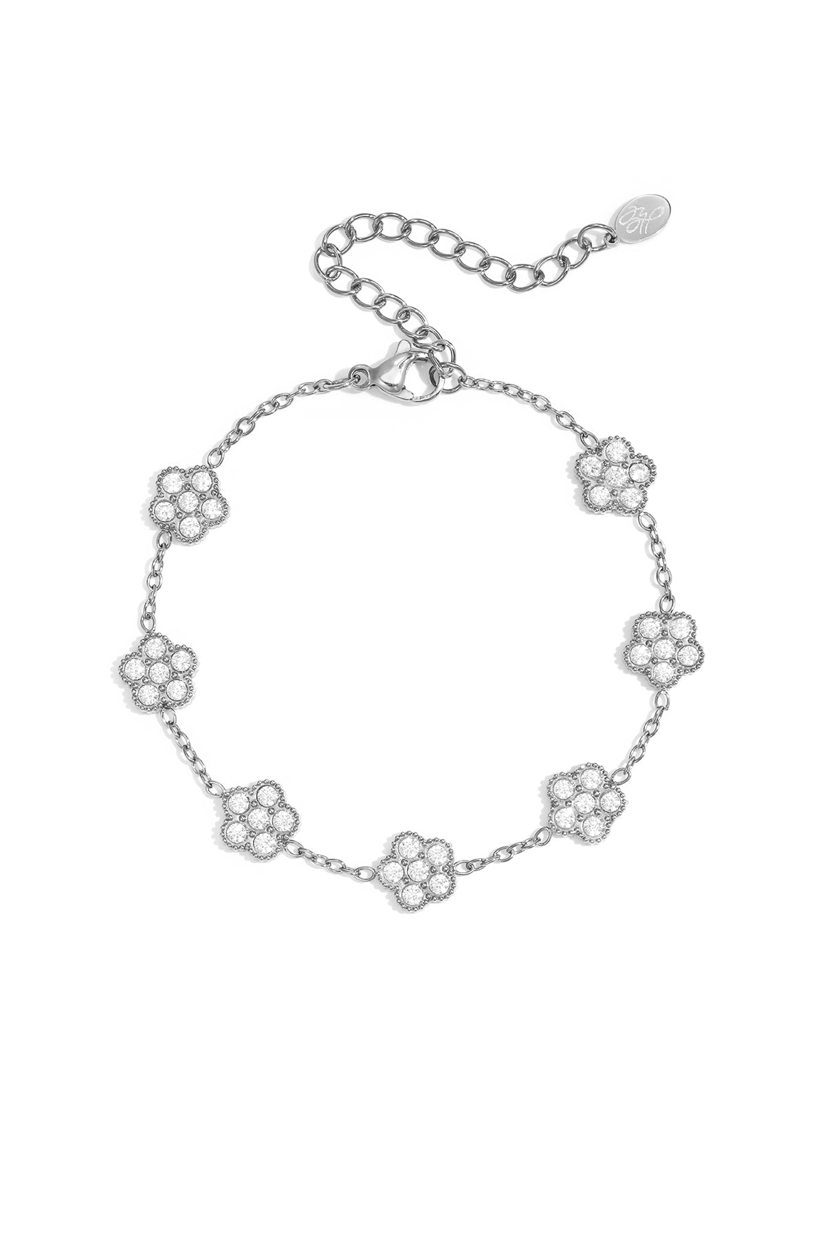 elegantes armband mit zirkonia-besetzten blüten