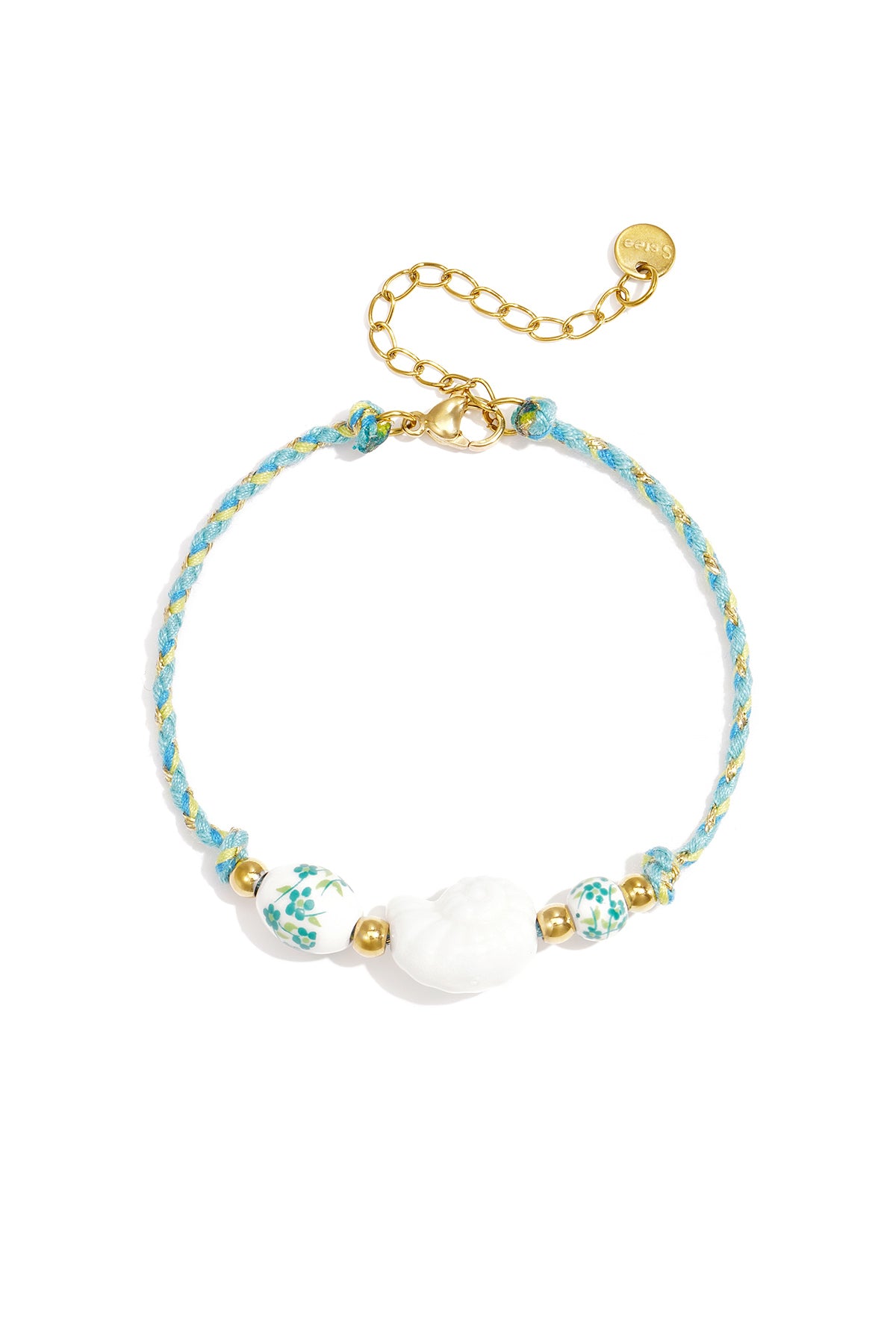 seilarmband mit perlen in muschel- und blumendesign