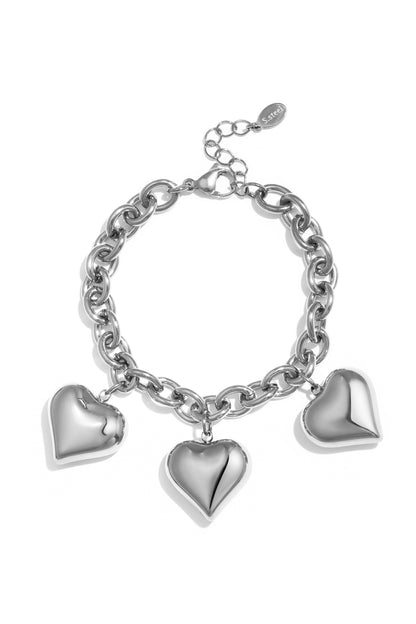 Massives Gliederarmband mit großen Herzen