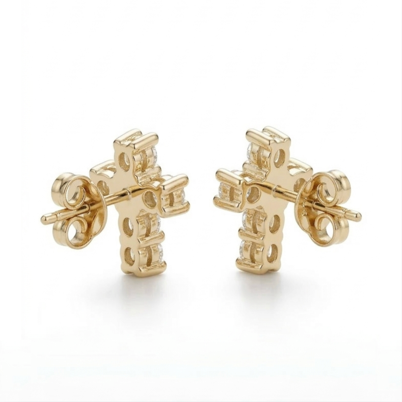 célène kreuz ohrringe getragen ohr gold | eliée jewelry
