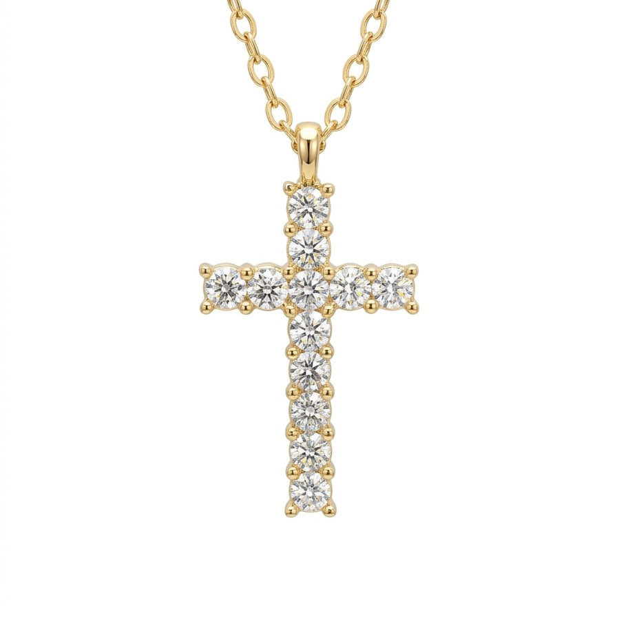 livía diamant kreuzkette gold zirkonia damen | eliée jewelry