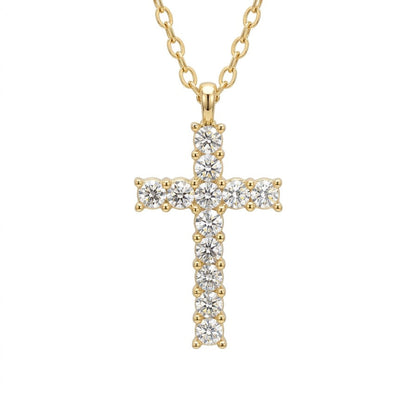 Livía Diamant Kreuzkette Gold Zirkonia Damen | ELIÉE JEWELRY