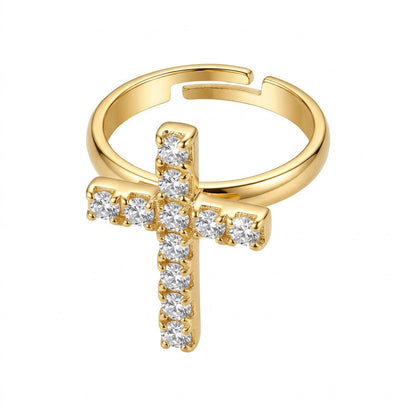 Celésta Kreuz Ring Gold verstellbar Damen | ELIÉE JEWELRY