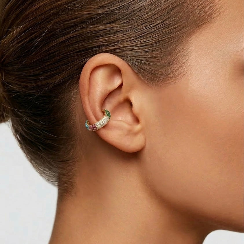floríee clip ohrringe getragen rosa blau champagner | eliée jewelry