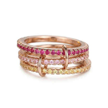 Rosée Gradient Stacking Ring Rosegold Pavé drei Bänder | ELIÉE JEWELRY