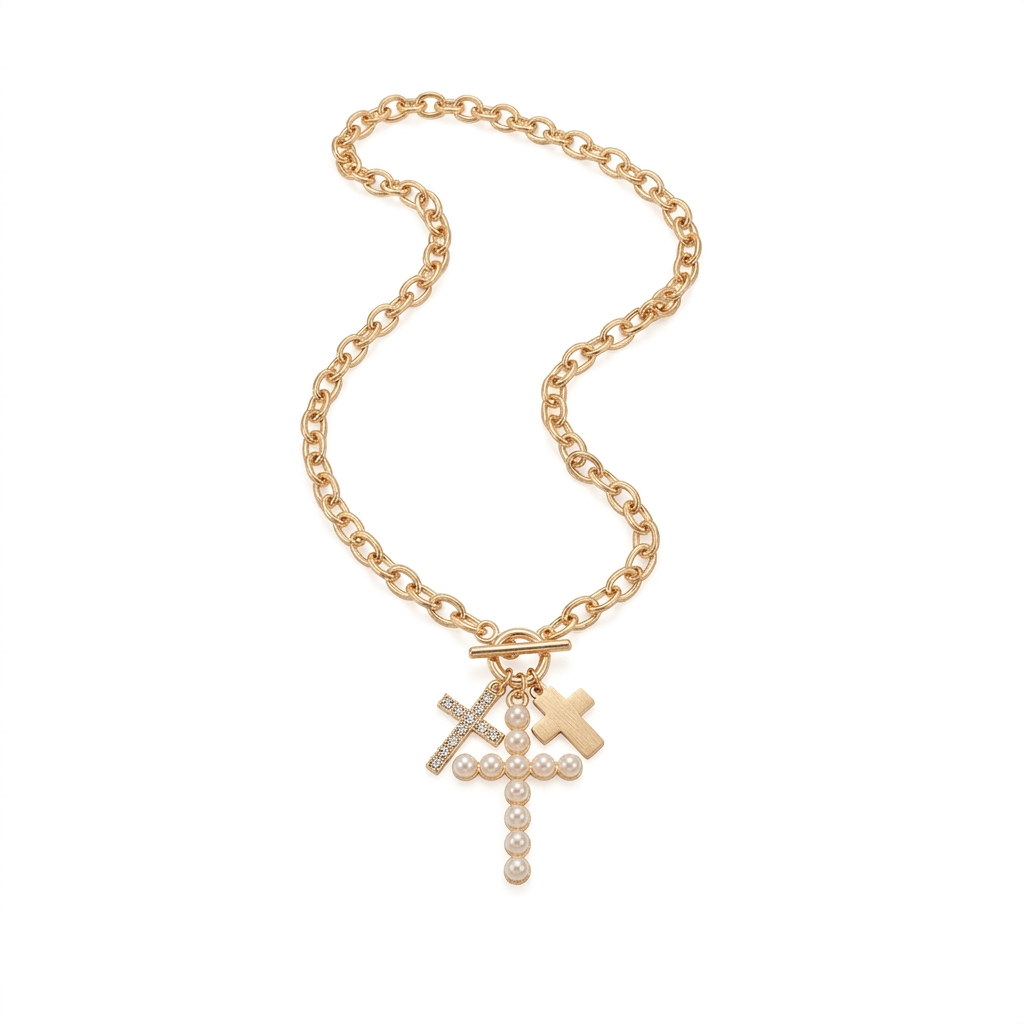 croixée triple kreuz kette gold chunky chain statement | eliée jewelry