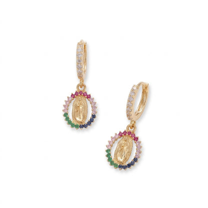 Sacrée Regenbogen Madonna Ohrringe Gold Statement | ELIÉE JEWELRY