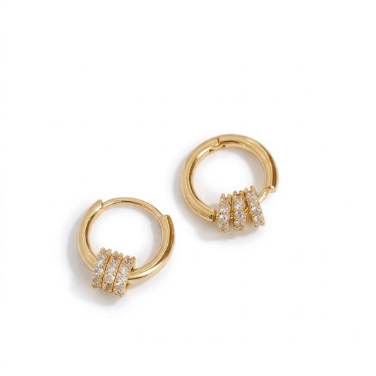 Triée Funkelnde Creolen Pavé Gold Damen | ELIÉE JEWELRY