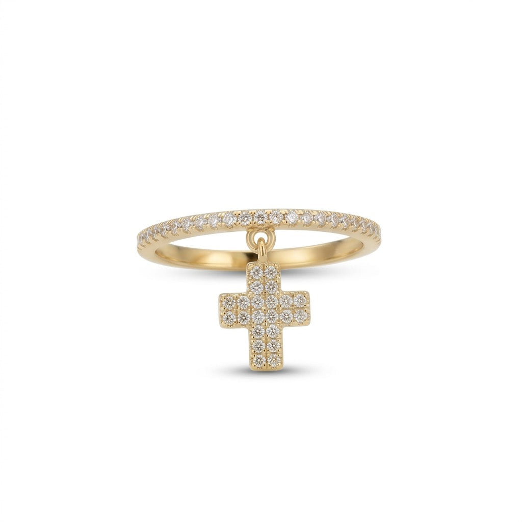 céleste kreuz charm ring gold pavé ewigkeitsring | eliée jewelry