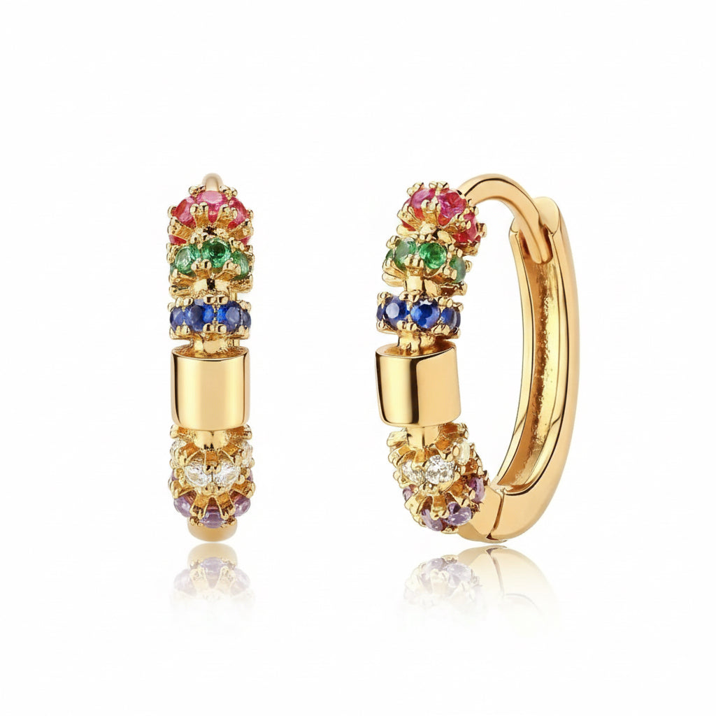 leonoras creolen bunte zirkonia gold damen | eliée jewelry