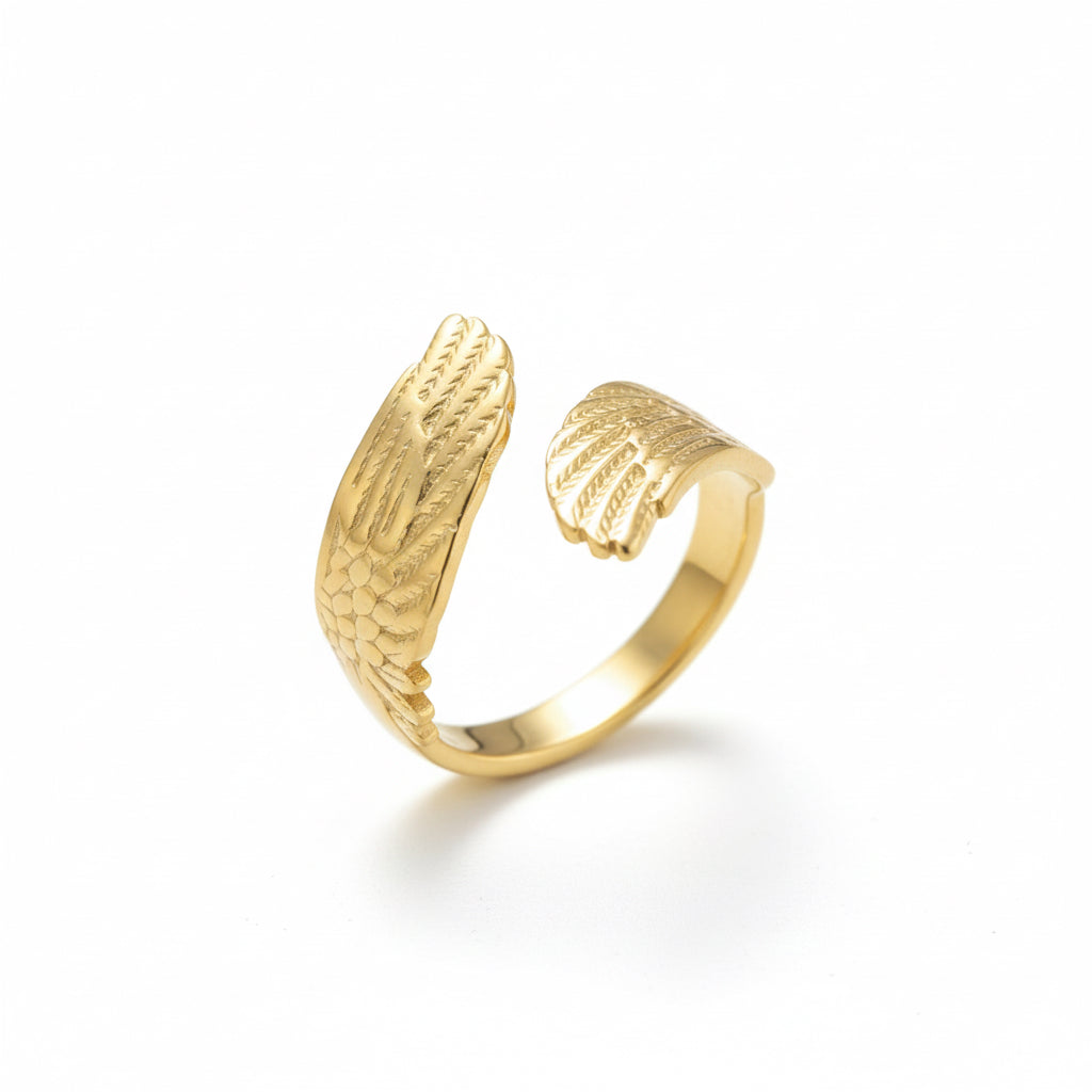 aureliee engelsflügel ring gold verstellbar damen | eliée jewelry