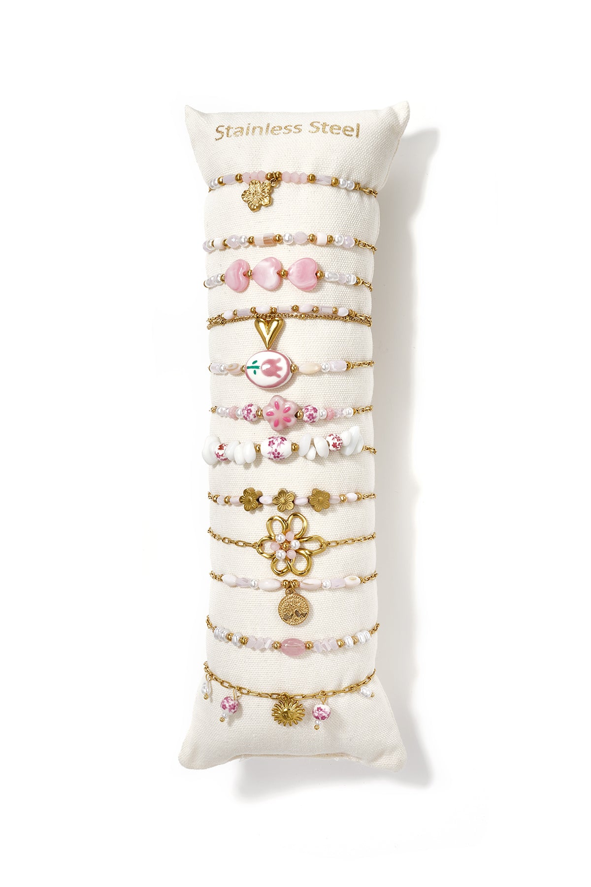 14-karätig vergoldete Keramik-Armbandsets mit Blumenmuster, lässig-romantisch, Damenschmuck