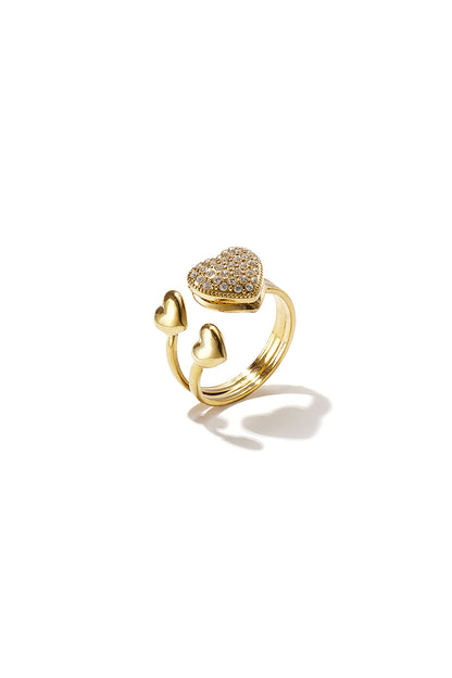 Statement-Ringe aus Edelstahl, Herz, schlichte Alltags-Serie, Damenschmuck
