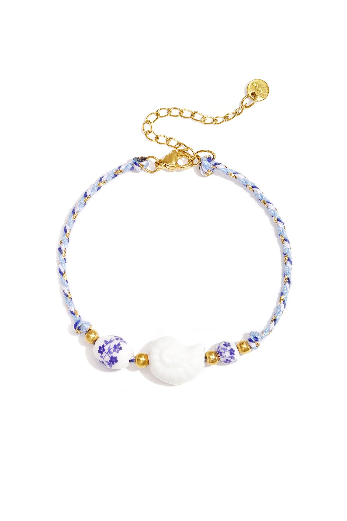 seilarmband mit perlen in muschel- und blumendesign