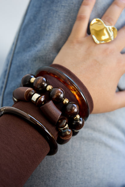 Armbänder aus Holzperlen, schlichte Alltags-Serie, Damenschmuck