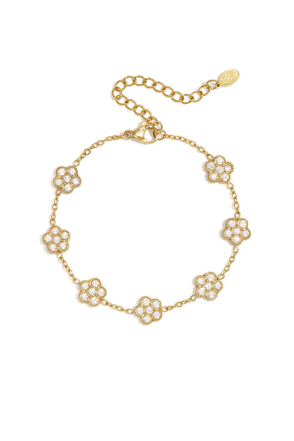 Elegantes Armband mit Zirkonia-besetzten Blüten