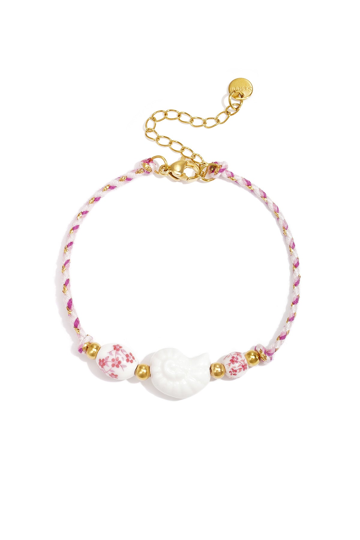 seilarmband mit perlen in muschel- und blumendesign
